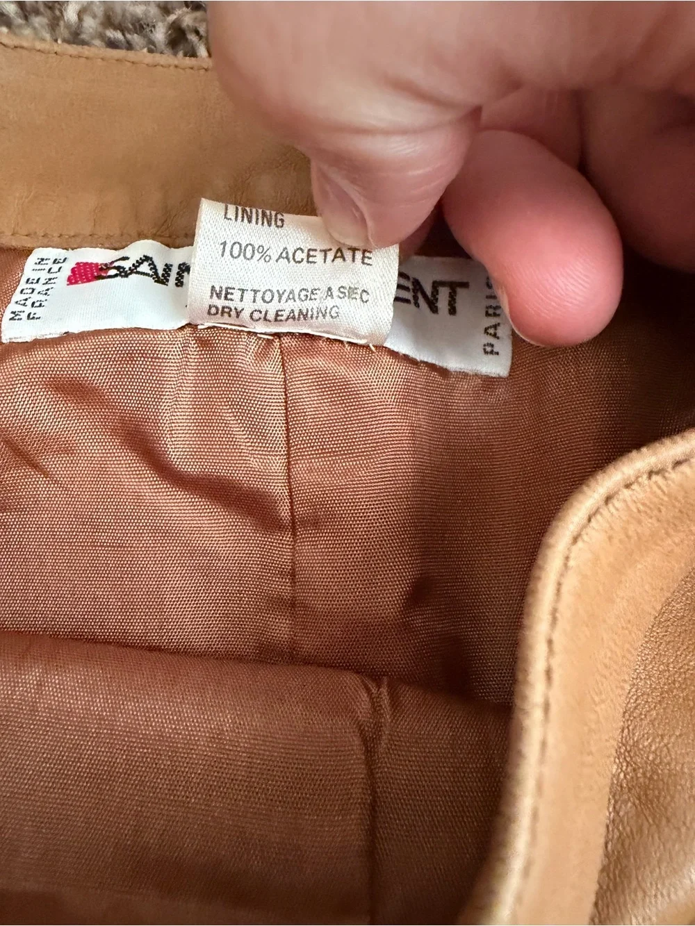 Vintage Yves Saint Laurent Rive Gauche Tan Leather Pencil Skirt FR 42
